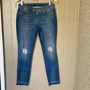 Dolce & Gabbana Distressed Dark Blue Cropped Skinny Jeans size 42